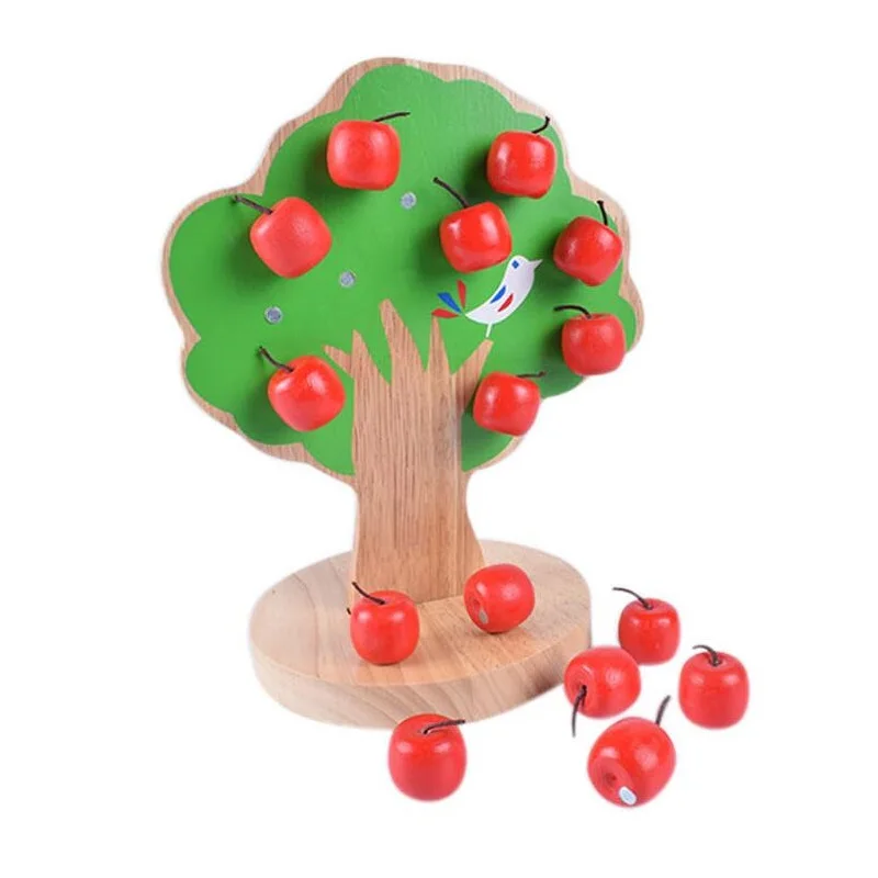 Fly AC Wooden Toys Magnetic Apple Tree Montessori Educational Early Preschool Training Toys for Children Birthday Gift