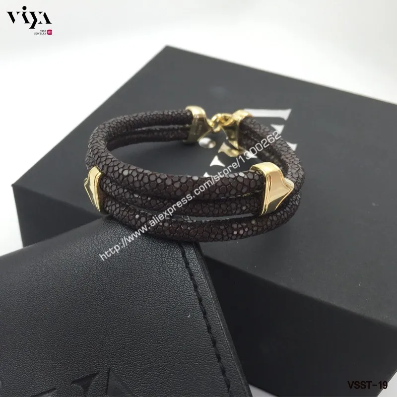 Genuine Stingray Skin leather bracelet Men-VSST-19-1 (9)