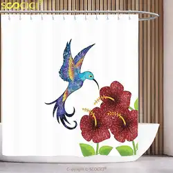 Полиэстер занавеска для душа Колибри украшения колибри в цветочном саду Фэнтези хвосты крылья творческое произведение искусства