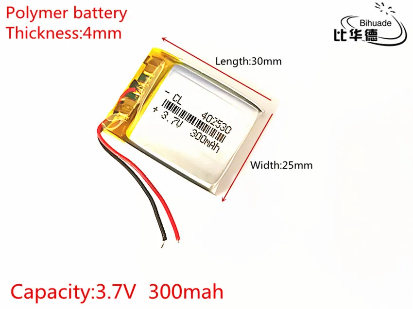 10 шт. 3,7 в, 300 мАч, 402530 плиб полимерный литий-ионный/литий-ионный аккумулятор для gps, mp3, mp4, mp5, dvd, bluetooth, модель игрушечного мобильного bluetooth