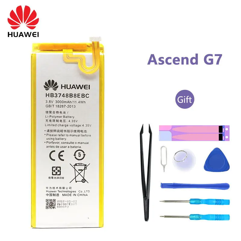 

Original Huawei Battery For Huawei Ascend G7 G7-TL100 C199 C199-CL00 3000mAh HB3748B8EBC