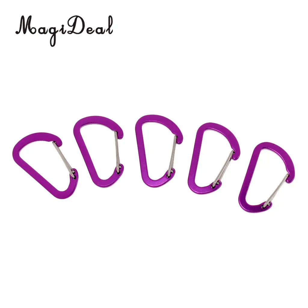 High Quality 5 Piece Outdoor D Ring Carabiner Spring Snap Clip Key Chain Hook Buckle Climbing Caving Hiking Camping Travel