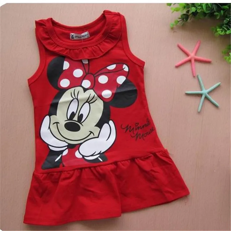 

2017 New Style Fashion Fashion Baby Girls Clothes Mini Mouse Sleeveless Dress Kids Cartoon Tops Clothes Party Dresses
