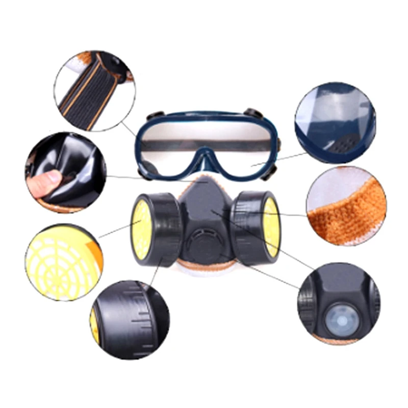 

NEW Respirator Gas Mask Safety Chemical Anti-Dust Filter Military Eye Goggle Set Workplace Safety Protection