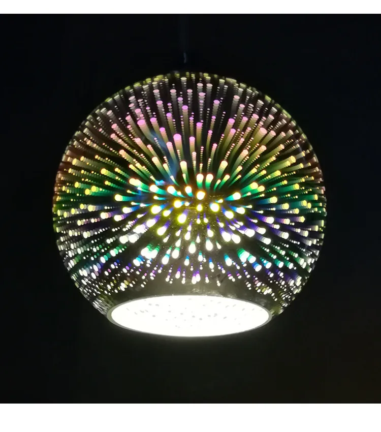 Светодиодный подвесной светильник в современном стиле, 3D фейерверк, цветной стеклянный шар, декорированный баром, обеденная кухонная лампа, подвесной светильник-вспышка