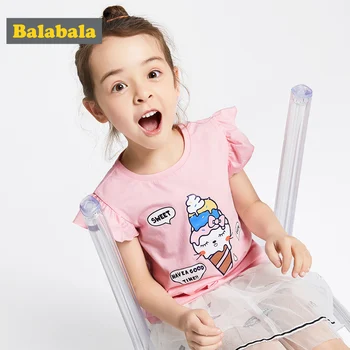

Balabala girls short sleeve T shirt 2020 new summer baby half-sleeve blouse Korean version tshirt sweet cute