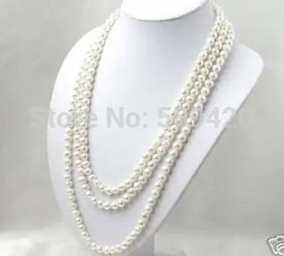 

~~ Free ShippingSuper long 7-8mm White Akoya Cultured Pearl Necklace 60