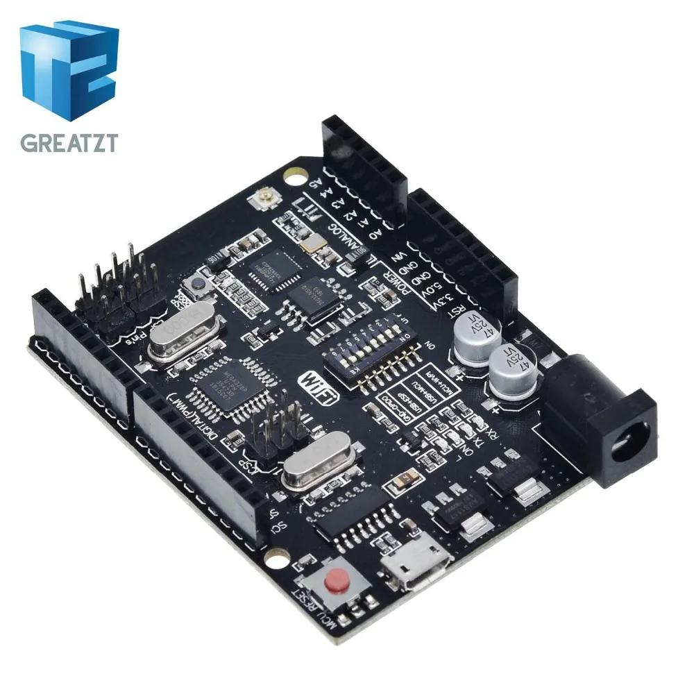 GREATZT UNO+ WiFi R3 ATmega328P+ ESP8266(32 Мб памяти) USB-TTL CH340G для Arduino Uno, NodeMCU, WeMos ESP8266 новое поступление