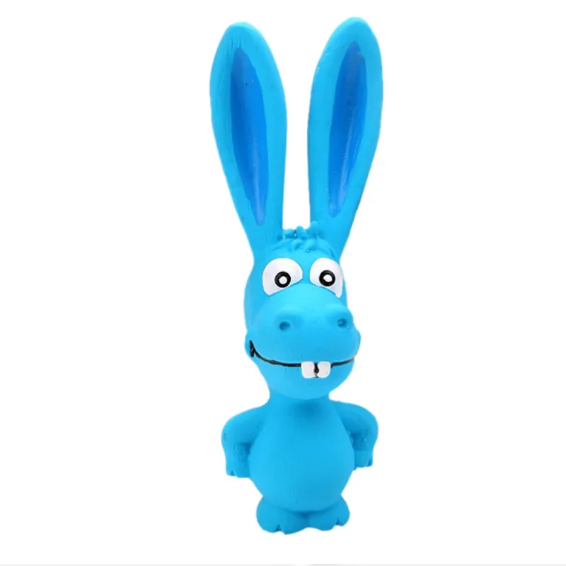 Натуральный латексный продукт игрушка для собак кричащий Бегемот кролик нетоксичный и безвредный цвет укуса устойчивая тренировка жевания - Цвет: Синий