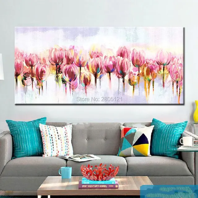Hand bemalt abstrakten blumen ölgemälde rosa Tulpe floral leinwand ... Hand bemalt abstrakten blumen ölgemälde rosa Tulpe floral leinwand ...