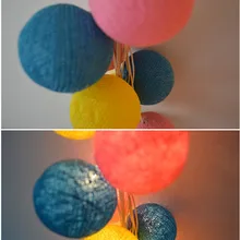 Таиланд стиль 20 шт./компл. розовый синий yellew смешанный ручной работы хлопковый шар струнные огни Фея Свадьба Рождество патио деко