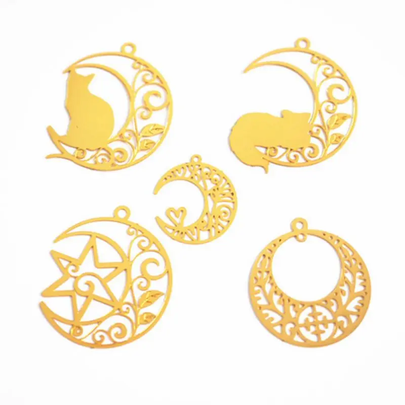 Наполнитель Медь эпоксидная смола, форма Craft украшения золото Лунокот Цветочные Полые наполнитель для изготовления украшений ожерелья
