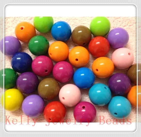 Wholesale 50pcs/lot 20mm Acrylic Round Bubblegum Beads Favor Acrylic Chunky Beads Necklace Craft