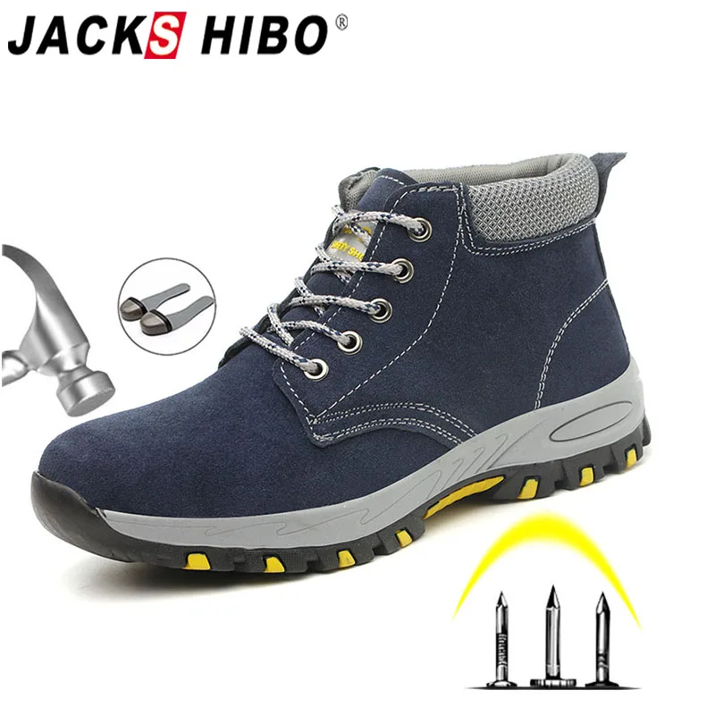 

JACKSHIBO Men Boots Work Construction Steel Toe Safety Shoes For Male Anti-smashing Piercing Work Shoes Indestructible Shoes