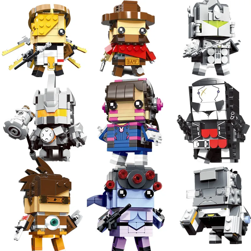 

NEW OverWatching Brickheadz D.Va Reinhardt Bastion Mecha Genji Building Block Bricks Toys with