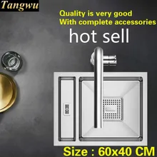 Бытовая Мода стандартная кухонная ручная раковина одинарная мойка Горячая 304 Нержавеющая сталь 600x400 мм