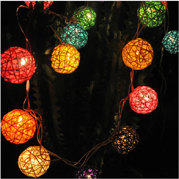 RGB 4M 20 LED Handmade Rattan Ball String Lights Christmas Party Fairy Light Lamp | Лампы и освещение