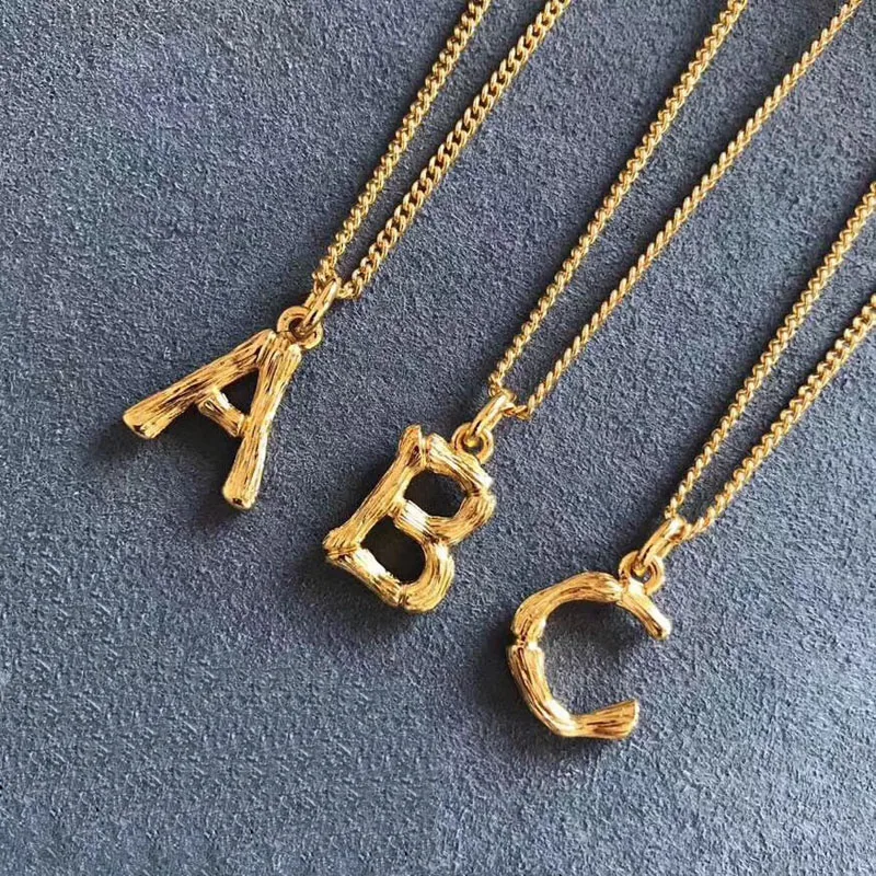 

SLJELY High Quality Copper Mini A B To Z Alphabet Initial Pendant Necklace Yellow Gold Color 26 Letters Women Men Luxury Jewelry