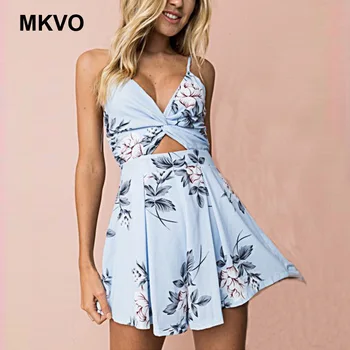 

Floral Print Chiffon Playsuit Women 2019 Summer Sexy Off Shoulder Halter Sleeveless Boho Rompers Jumpsuit Beach Party Overalls