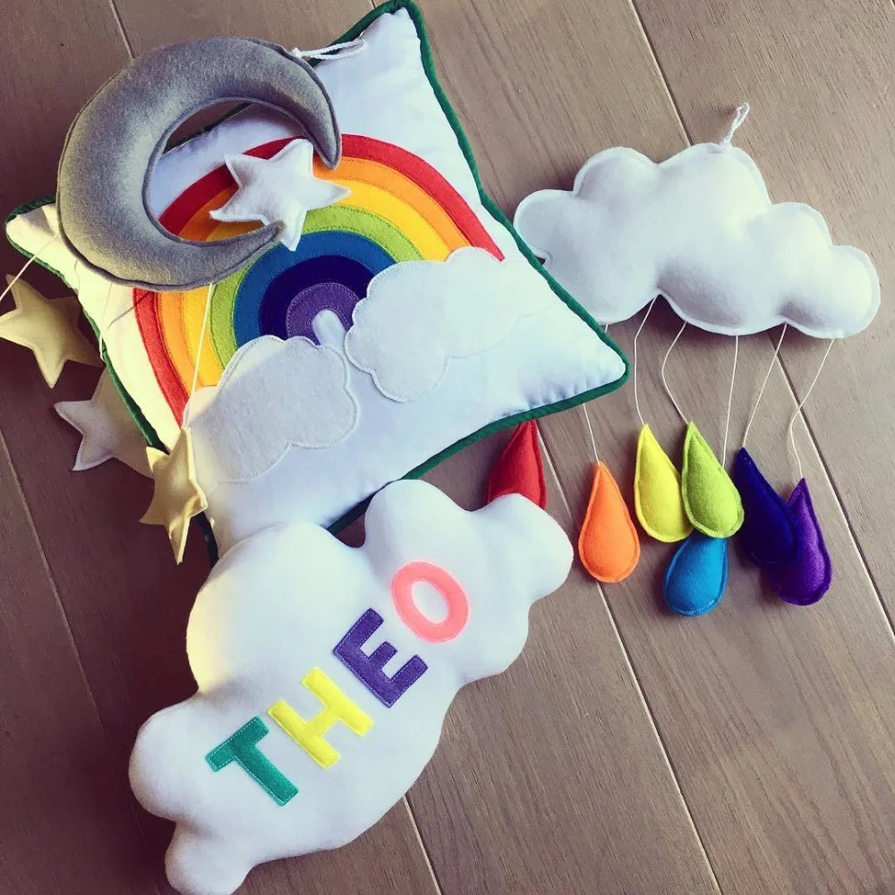 

D Ins Nordic stuffed Cloud and Rainbow color Raindrops Wall hangings Tent Ornaments Baby Photography Props Decorations