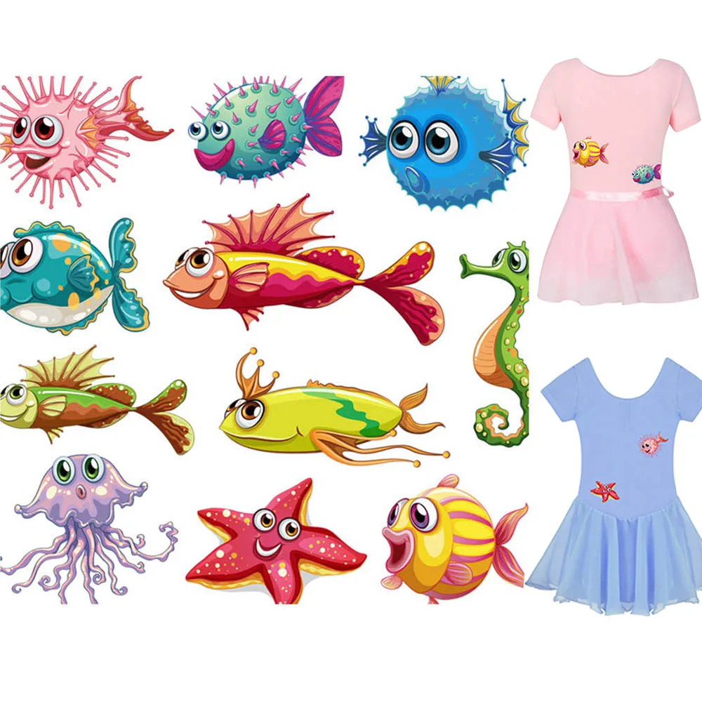 cute ocean animal patches heat transfer iron on patch a level washable