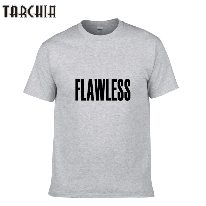 

TARCHIA Men's Casual Slim Fit Stylish Short-Sleeve Shirt Cotton T-shirt FLAWLESS Letter Printed Hip Hop Summer Tees Tops Homme