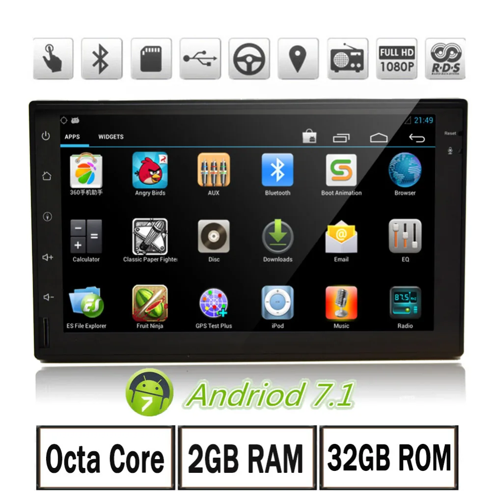 

Head Unit 1080P Video Player Android 7.1 Car Stereo In Dash GPS Navigation Radio 7 Inch 2DIN Head Unit Double Din Autoradio Blue