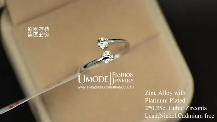 UMODE, модное обручальное кольцо из розового золота/родия, два камня, ювелирные изделия для женщин с AAA CZ AJR0013