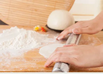 

20pcs 38cm Stainless Steel Fondant Rolling Pin Baking Rough Clay Pizza Pasta Roller Non Stick Cake Accessories
