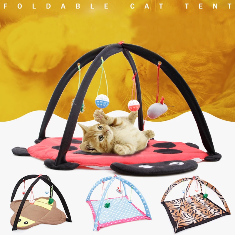 Foldable Pet Cat Toys Bed Portable Cat Play Tent Mat Nest Toys Cat Bed