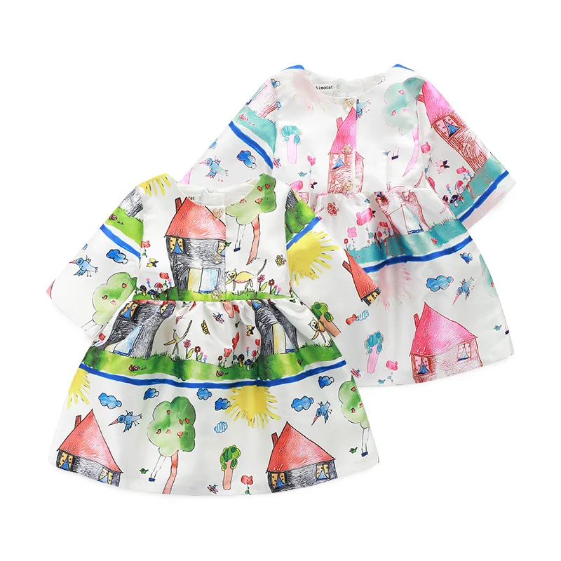 

Girl Dress 2017 Brand Girls Dresses Winter Princess Dress Christmas Graffiti Baby Girl Clothes Kids Dresses Children