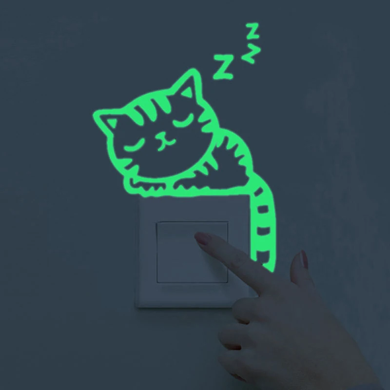 Новая 3D Наклейка на стену для детской комнаты светящаяся наклейка с котом и