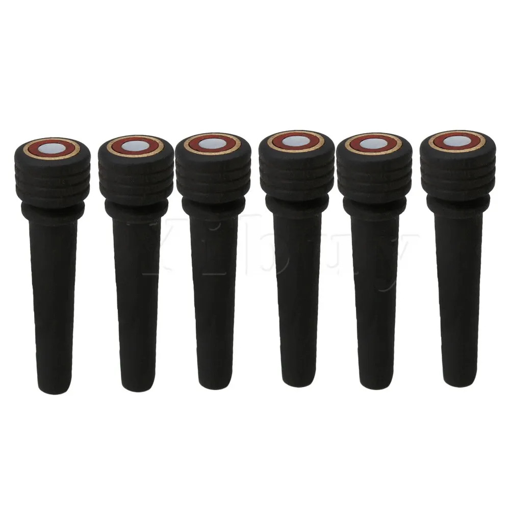 Yibuy Black Ebony Guitar Bone Bridge Pins with White Shell Dot for Acoustic Guitar Replacement Parts Pack of 6 Yibuy Black Ebony Guitar Bone Bridge Pins with White Shell Dot for Acoustic Guitar Replacement Parts Pack of 6