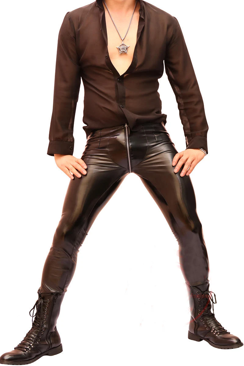 leather fitted pants