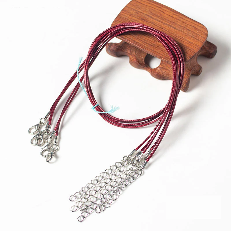 20 штук 45/60 см(регулируется DIY плетеный браслет для мужчин веревка Ожерелья& Подвески Ювелирные замки-карабины для изготовления шнура - Окраска металла: Red wine color