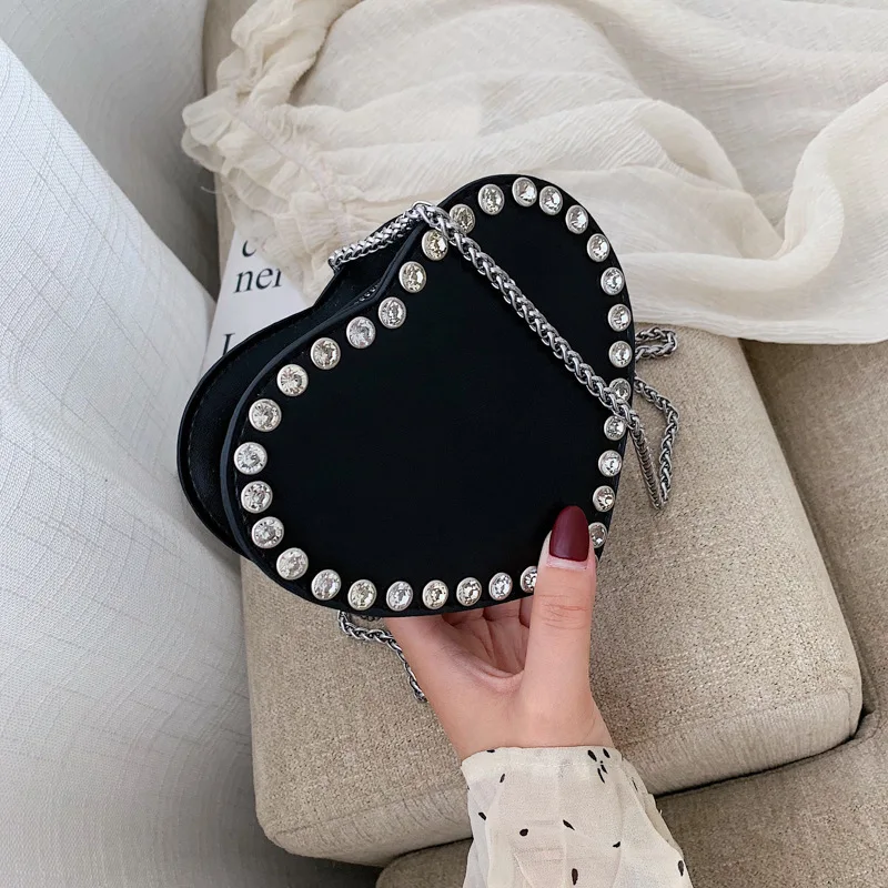 

Female Crossbody Heart Bag For Women 2019 Quality Leather Luxury Handbag Designer Sac Main Ladies Diamond Shoulder Messenger Bag