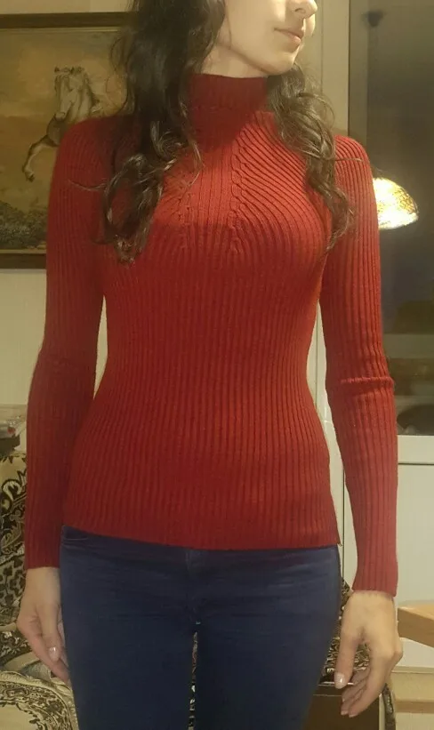 Осень-зима, модные женские свитера, высокий эластичный сексуальный тонкий теплый облегающий свитер, женские Элегантные вязаные пуловеры