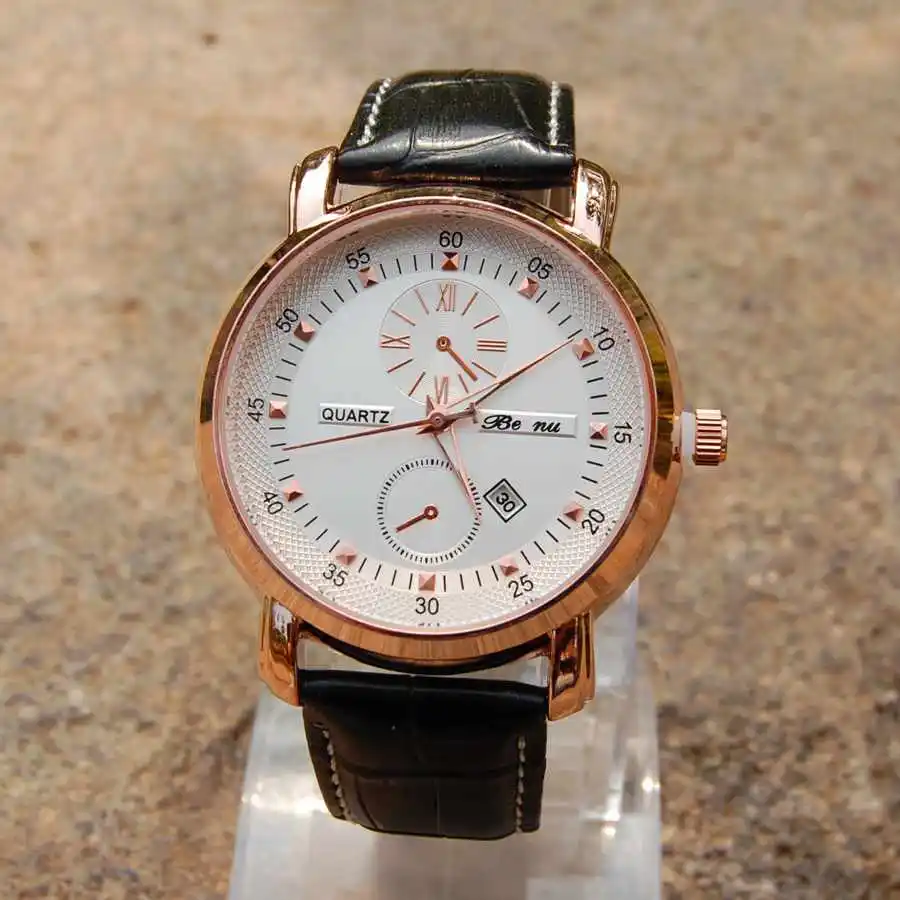 Fashion Big Watch Leather Strap Large Dial Men's Quartz watch