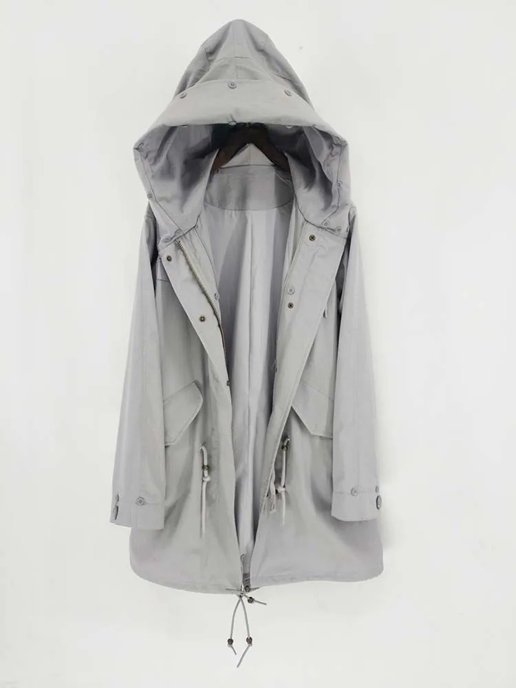 Новое осеннее зимнее пальто женское Длинный тренч Женская уличная одежда Капюшон Люкс Большой размер бренд
