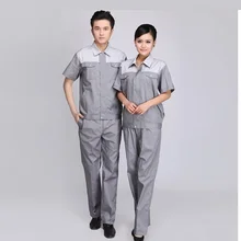 10 комплектов-рубашка и штаны) рабочие заводской цех Летняя униформа костюм на заказ одежда с логотипами Половина рукава Рабочая страховка комбинезоны