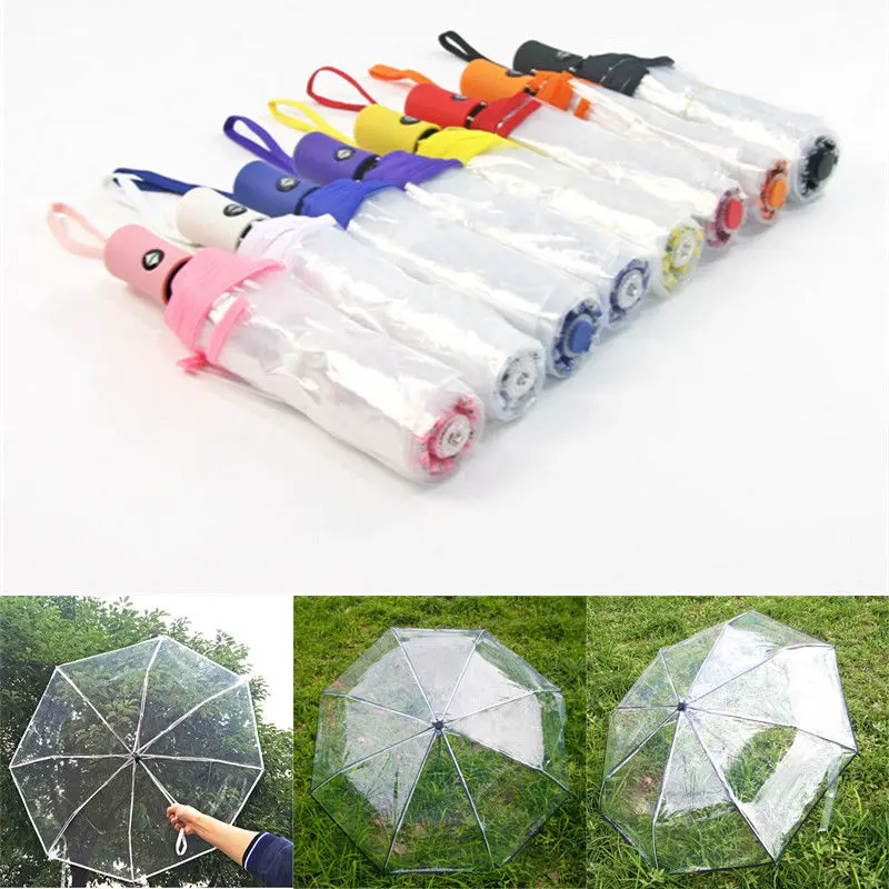 

2018 Newest Hot High Quality Automatic Open Close Folding Umbrella Compact Windproof Rain Transparent KM