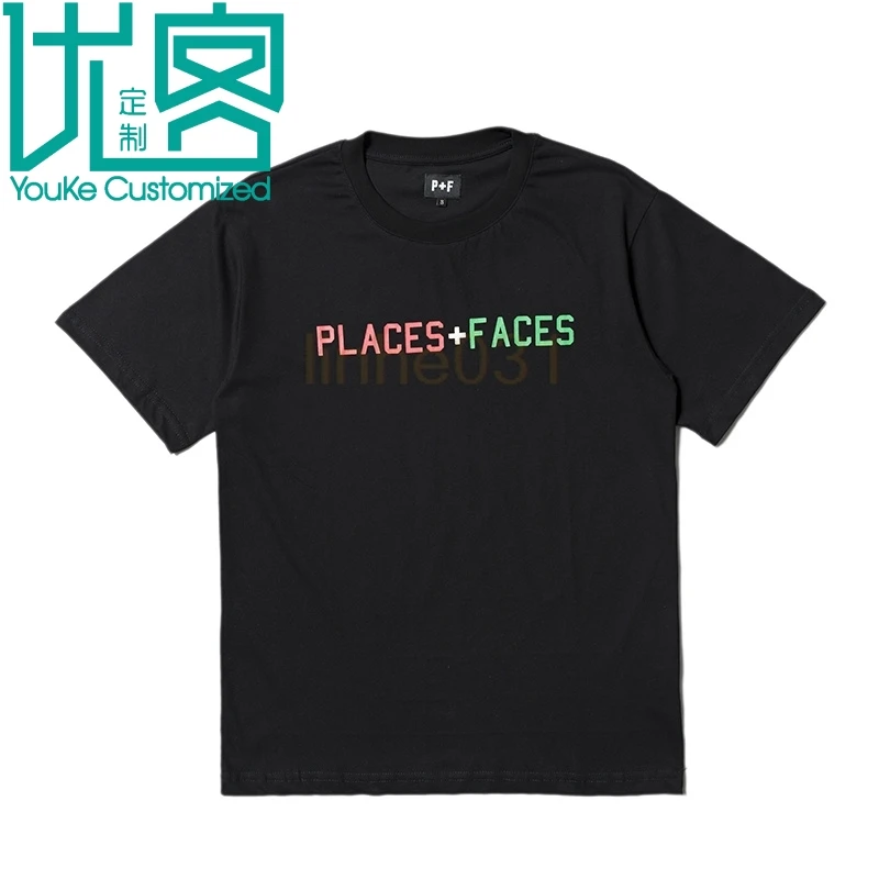 

Best Version PLACES+FACES Summer Style Women Men Logo Printed T shirts tees Hiphop Streetwear P+F Cotton Casual Men's T shirt