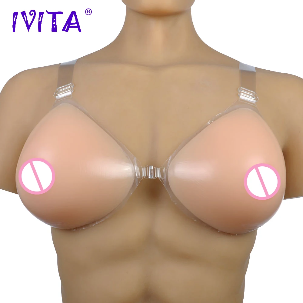 

IVITA 800g/Pair Beige Realistic Silicone Breast Forms Fake Boobs With Shoulder Straps For Crossdresser Drag Queen Mastectomy
