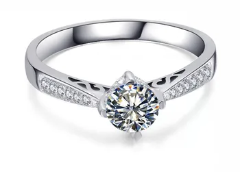 

Genuine Gold 14K Hollow Style Solid Gold Semi Mount Jewelry 1CT SONA Diamond Ring Engagement Lady Jewellery White Gold