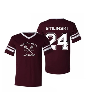 Wolf Beacon Hills Lacrosse Men S Maroon Printed Tee Shirt Wolf Beacon Hills Lacrosse Men S Maroon Printed Tee Shirt Custom Personalized Name Number