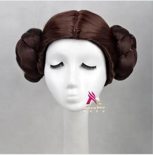 Princess Leia Organa Solo Wig Short Brown Cosplay Hair With Two