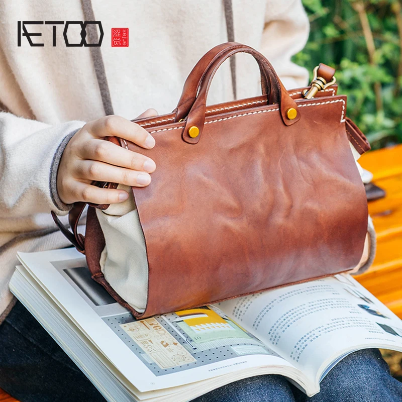 

AETOO Lady Handmade Literary single shoulder oblique cross bag