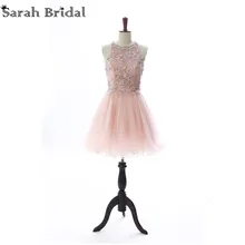 Real Pictures Short Pink Elegant Cocktail Dresses With Lace Appliques In Stock vestido de festa curto AJ035PK