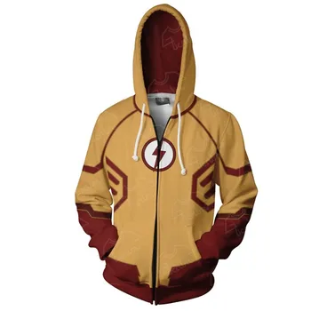 

2019 new Hoodies Coat Hoodies Costume Legion Clothing Kid Flash Zip Up Hoodie 3D printed Zipper Hoodies