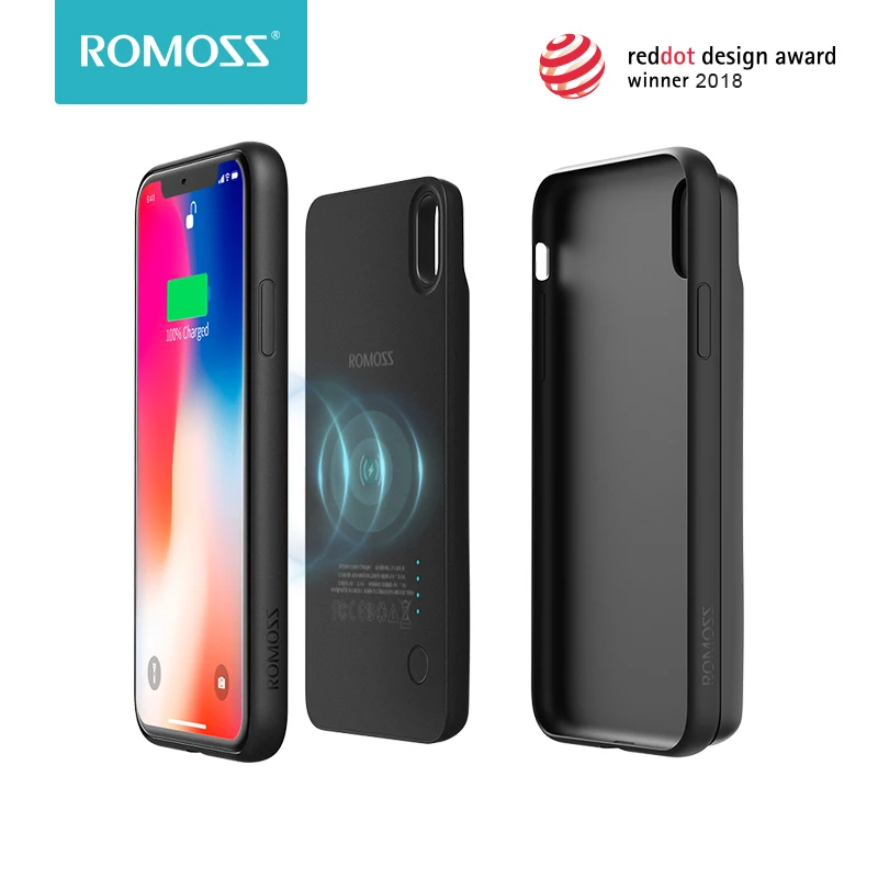 Romoss 4800mAh 2 в 1 беспроводное портативное зарядное устройство чехол Qi
